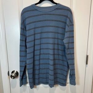 ARCHITECT JEAN COMPANY Men Blue Striped Waffle Knit Long Sleeve Thermal Shirt XL